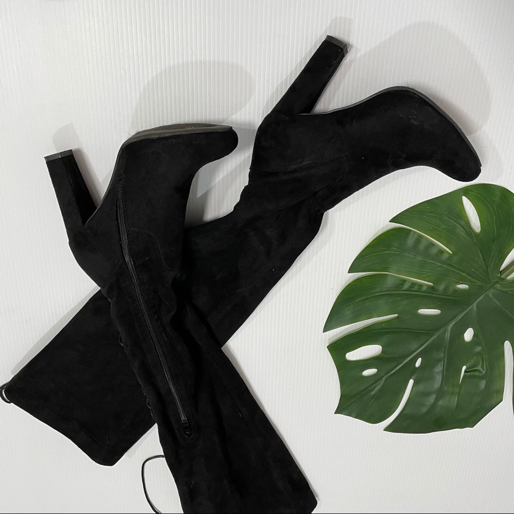 Top moda black suede over knee boots - Picture 2 of 9